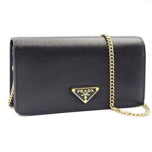 Prada Chain Wallet Bag Vitello Move Black Wallet Shoulder Leather